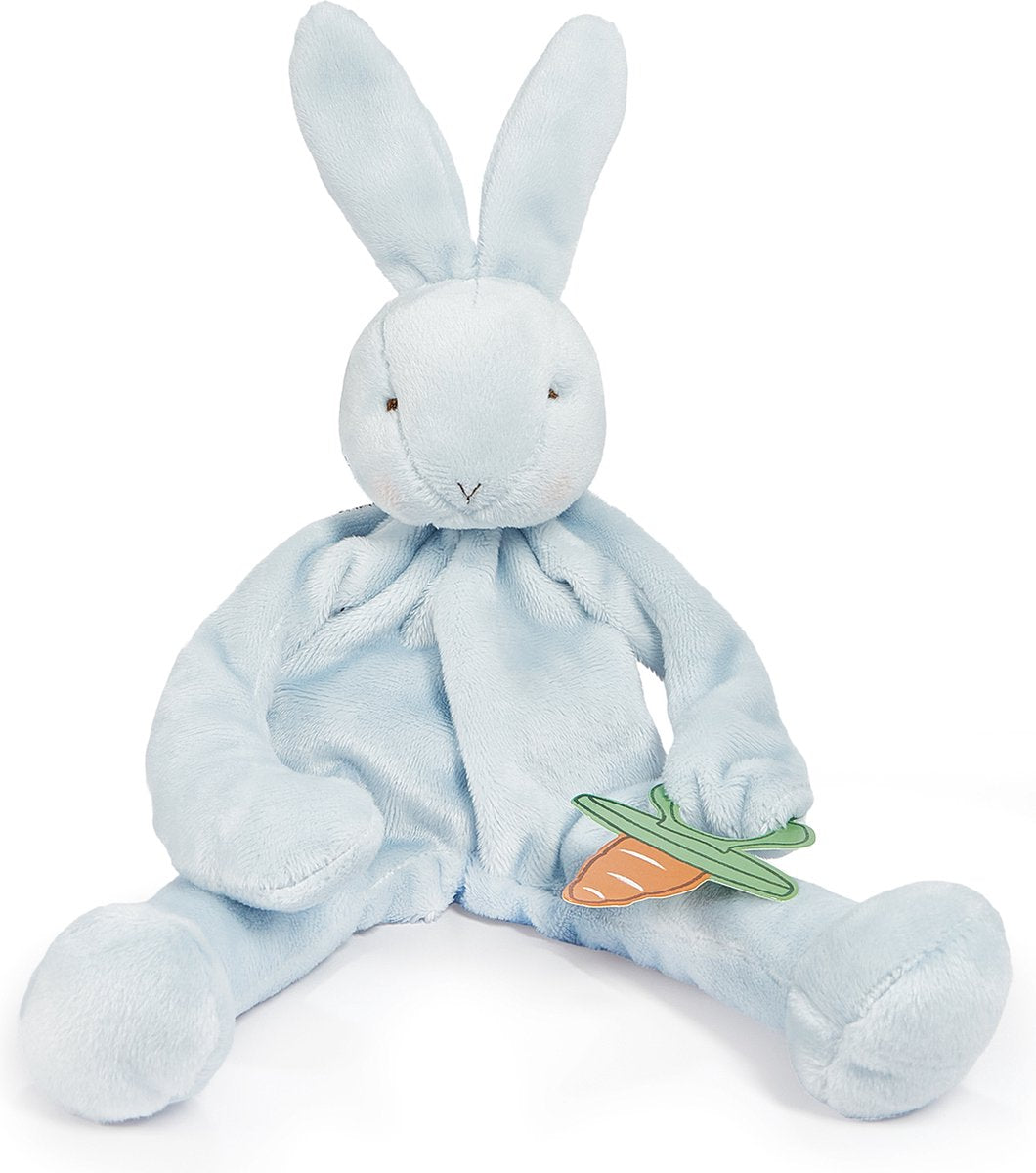 Bunnies by the Bay doudou avec attache-tétine lapin - chiffon pour tétine - extrêmement doux - fermeture Velcro pour tétine - lavable en machine - 25 cm - bleu