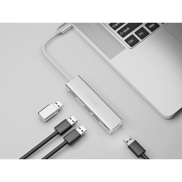 Equip 128958 Hubs USB-C vers 4 ports USB 3.0, USB 3.2 gen 1 type-c, type-a, 5000 mbit s, argent