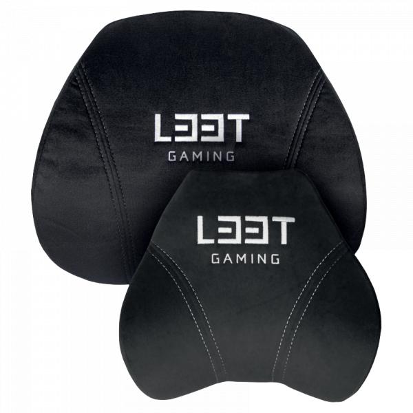 L33t gaming 160382 ensemble de coussins de chaise de jeu de luxe, mousse à mémoire de forme, velours, ultra-doux, noir