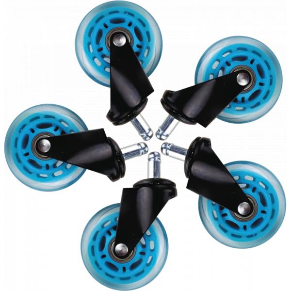 L33t gaming 160529 roulettes en caoutchouc 3 pouces, bleues, 5 pièces