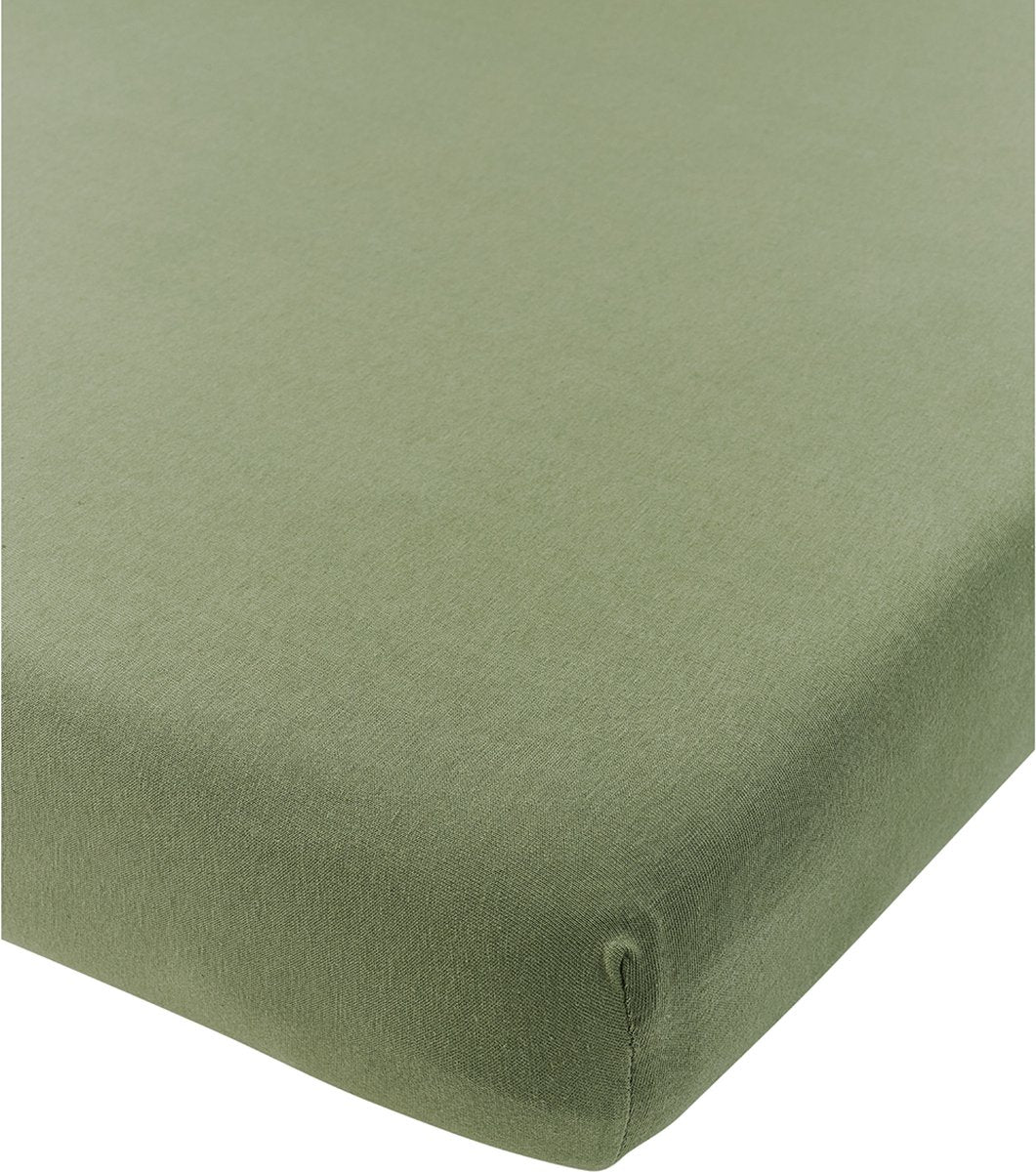 Drap-housse Meyco baby uni pour berceau - jersey - vert olive - 60x120cm