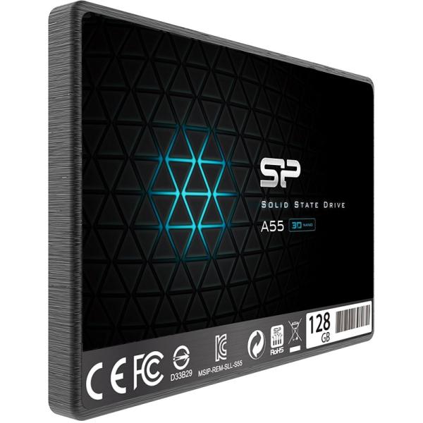 Silicon power sp128gbss3a55s25 ace a55 ssd, 128 go, 7 mm 2,5 pouces, sata3, 3d nand, cache slc