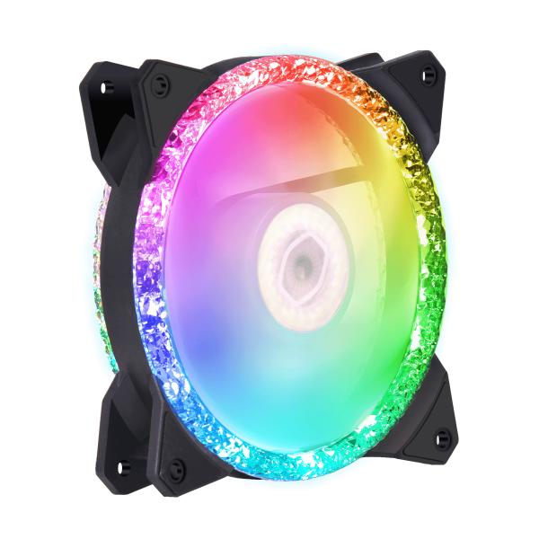 Cooler master mfy-b2dn-20npa-r1 mf120 prismatique, 3 broches argb, 120mm, 650-2000 tr/min, 8-27 dba