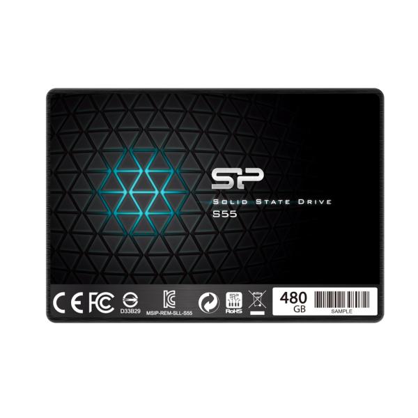 Silicon power sp480gbss3s55s25 slim ssd s55, 480 go, 2.5, sata3, 6 gbit s, slc, 560 500 mo s, bleu