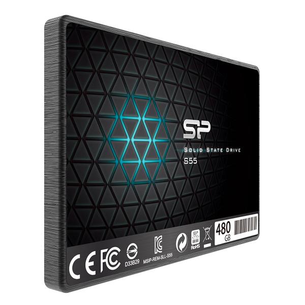 Silicon power sp480gbss3s55s25 slim ssd s55, 480 go, 2.5, sata3, 6 gbit s, slc, 560 500 mo s, bleu