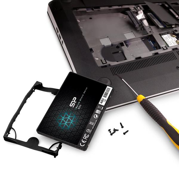 Silicon power sp480gbss3s55s25 slim ssd s55, 480 go, 2.5, sata3, 6 gbit s, slc, 560 500 mo s, bleu