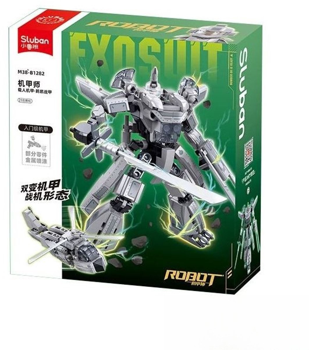 Sluban exosuit robot hélicoptère jouet de construction figurine d'action 2 en 1 – jouet de construction – jeu de construction avec 218 blocs de construction – m38‑B1282 – à partir de 6 ans