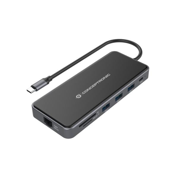 Station d'accueil Conceptronic donn15g 12-en-1, USB 3.2 gen 1, type-c, 100 w, hdmi, vga, (micro)sd