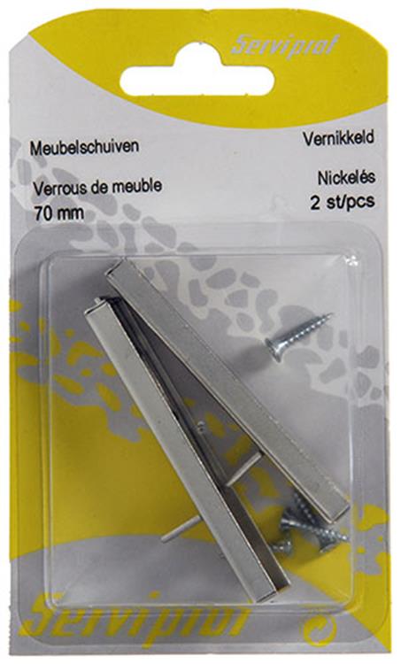 Mack 1013561 - 2 meubelschuiven vernikkeld a 70 - b 11,5 mm | 10 stuks