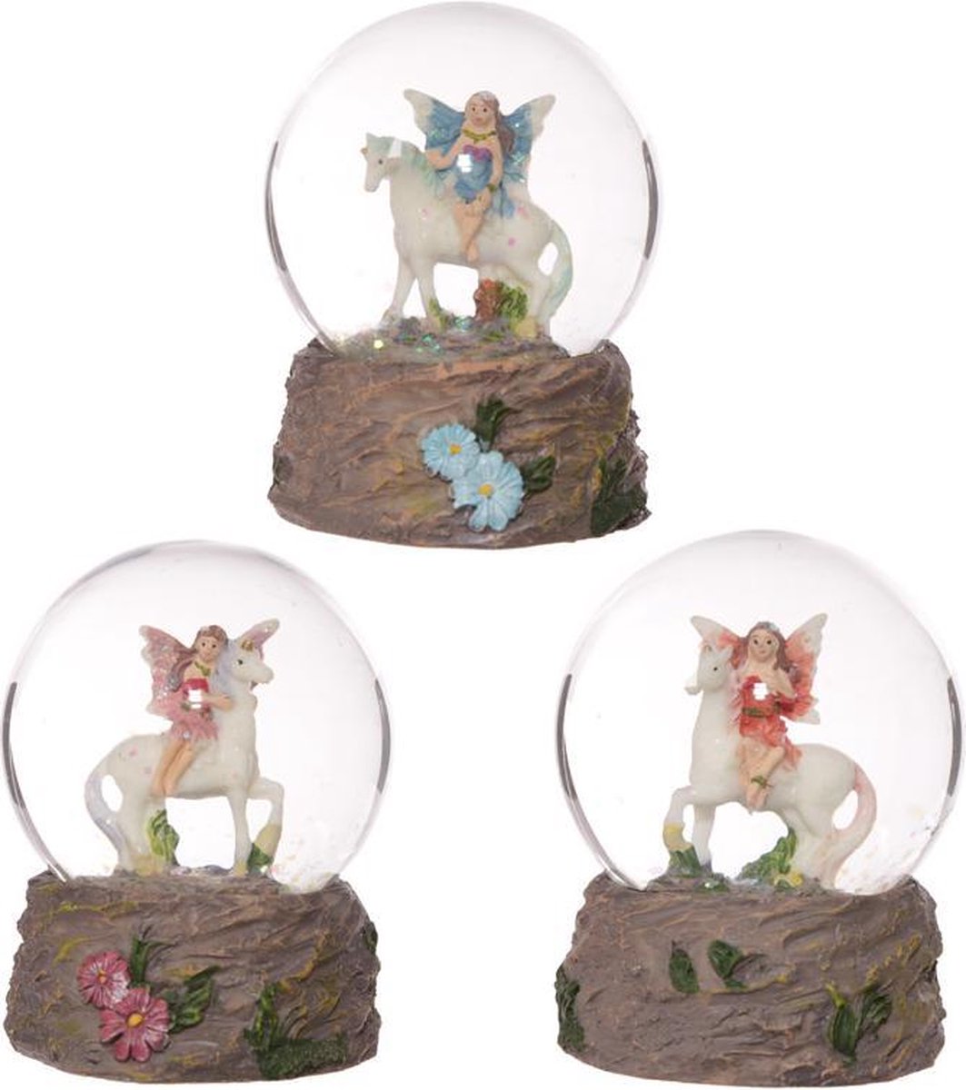 Statue sans marque sans marque - boule à neige - fée - licorne - rose