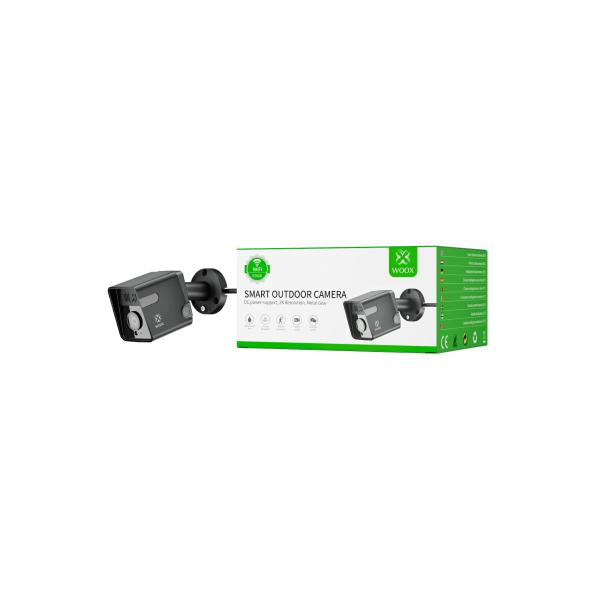Caméra de sécurité extérieure Woox R3568, 3 MP, 2K, vision nocturne IR, audio bidirectionnel, IP65 résistant aux intempéries, blanc