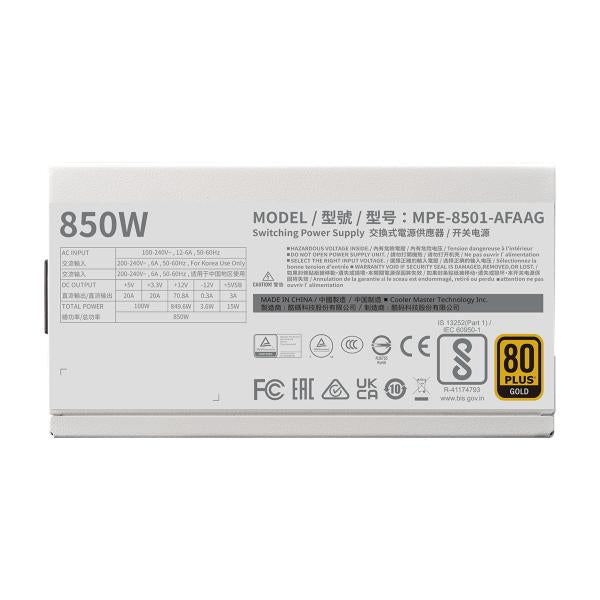 Cooler master mpe-8501-afaag-3g mwe gold v2 eu, 850w, atx3.0, 12vhpwr, = 90%, 120mm, blanc