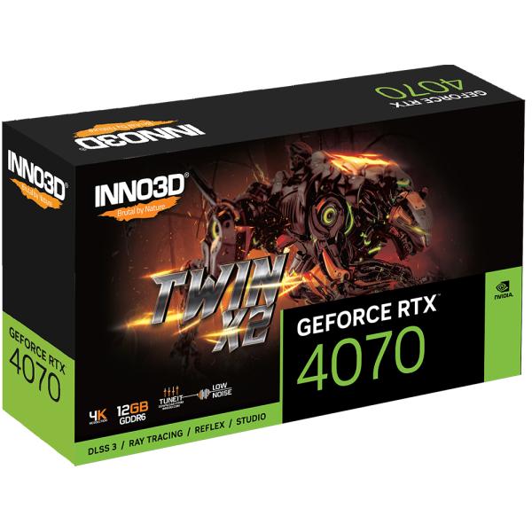 Inno3d inno3d n40702-12d6-179063n geforce rtx 4070 gddr6 twin x2, 12 go, gddr6, 192 bits, 2475 sp, 20gbps,