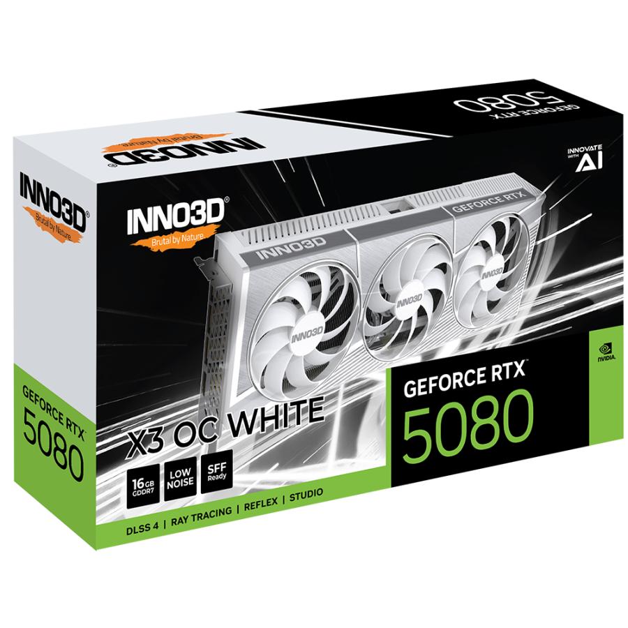 Inno3d n50803-16d7x-17605211 geforce rtx 5080 x3 oc blanc, atx, 16 go, gddr7, 256 bits, pcie 5, 360w