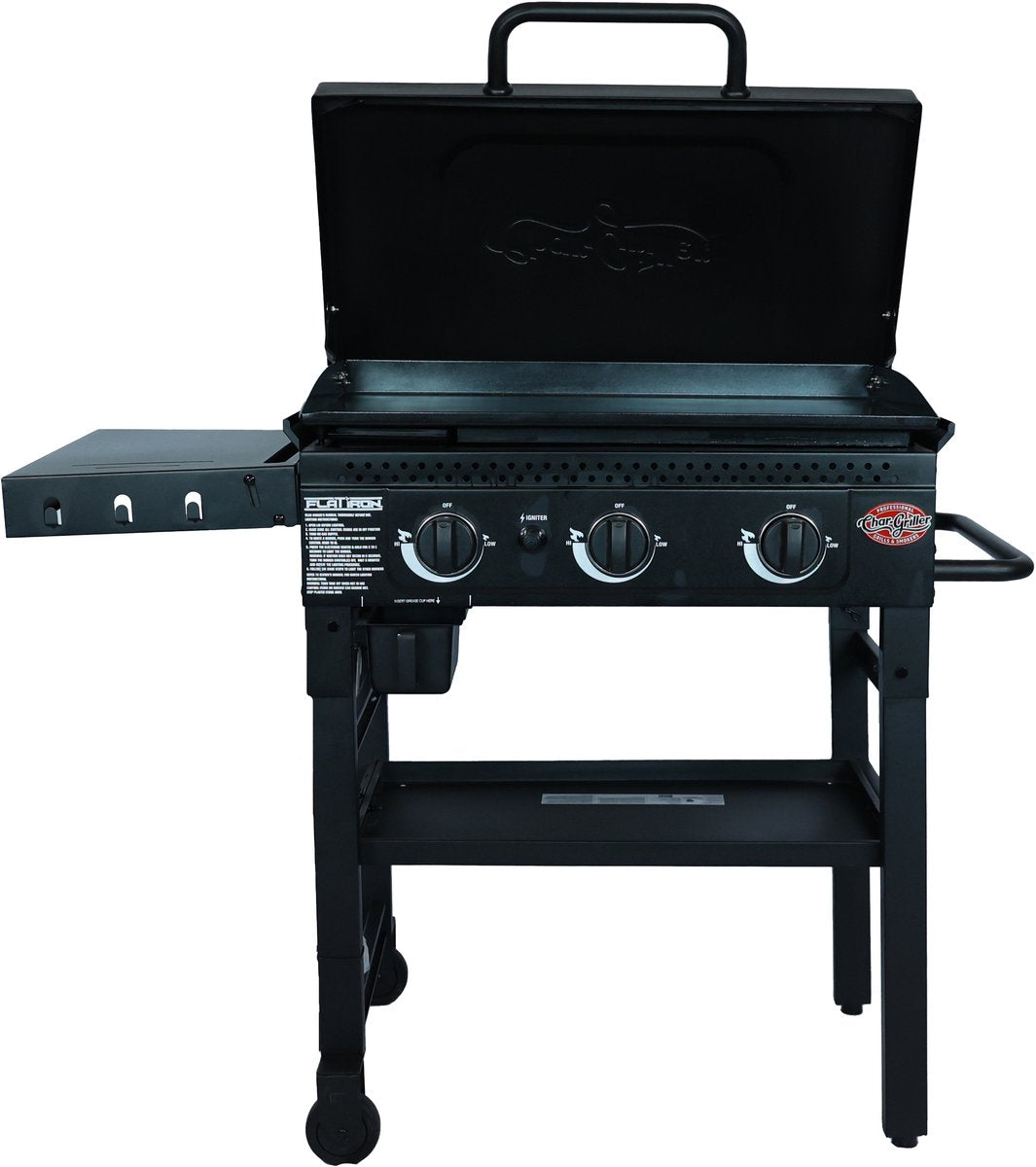 Plancha à gaz en fer plat Char-griller – plancha à gaz avec 3 brûleurs – plancha en acier avec revêtement en porcelaine (±3350 cm²) – répartition homogène de la chaleur – pour 4-6 personnes