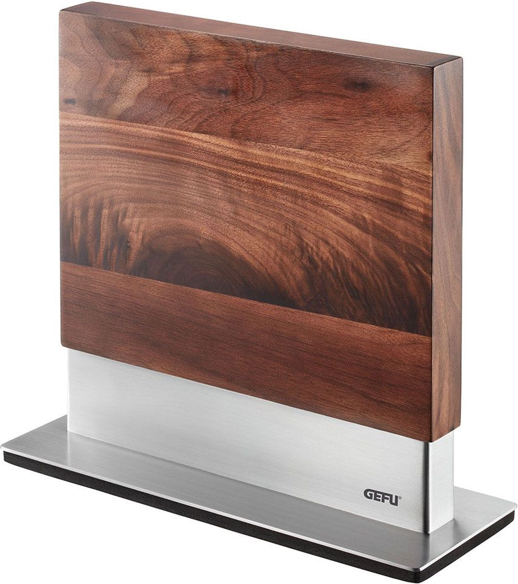 Gefu enno bloc à couteaux magnétique 25 x 9 x 25,6 cm – bois de noyer et acier inoxydable