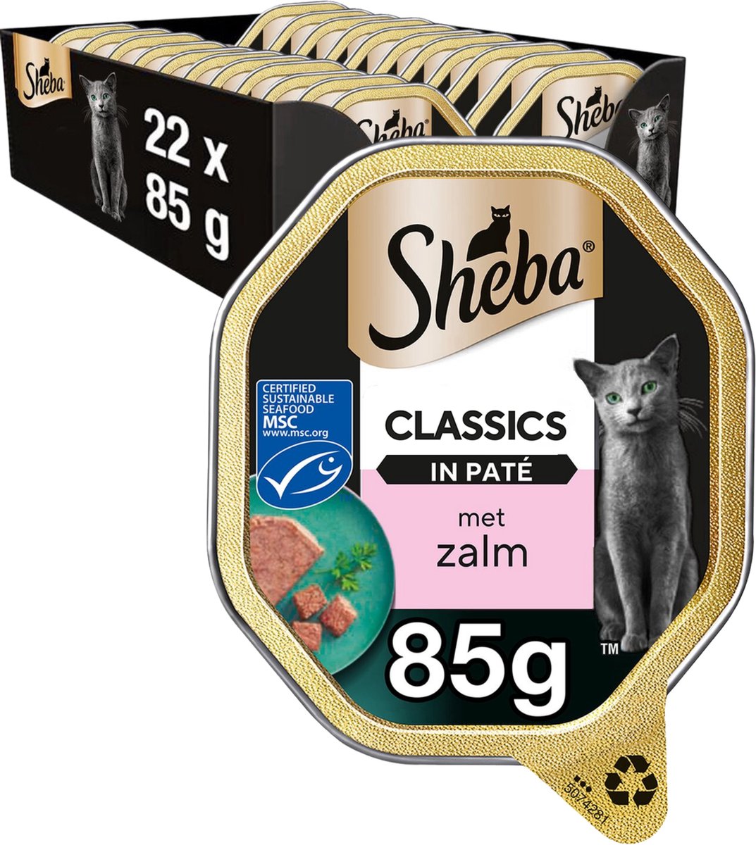Nourriture pour chat Sheba - pâté classique - nourriture humide - saumon - pots 22x85g