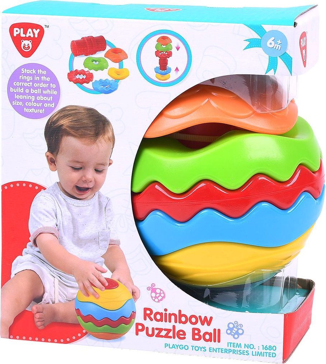 Boule de puzzle arc-en-ciel Playgo - 6 pièces.