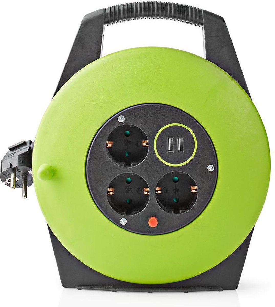 Rallonge Nedis – 10 m – 3000w – mise à la terre – 4 prises – vert noir