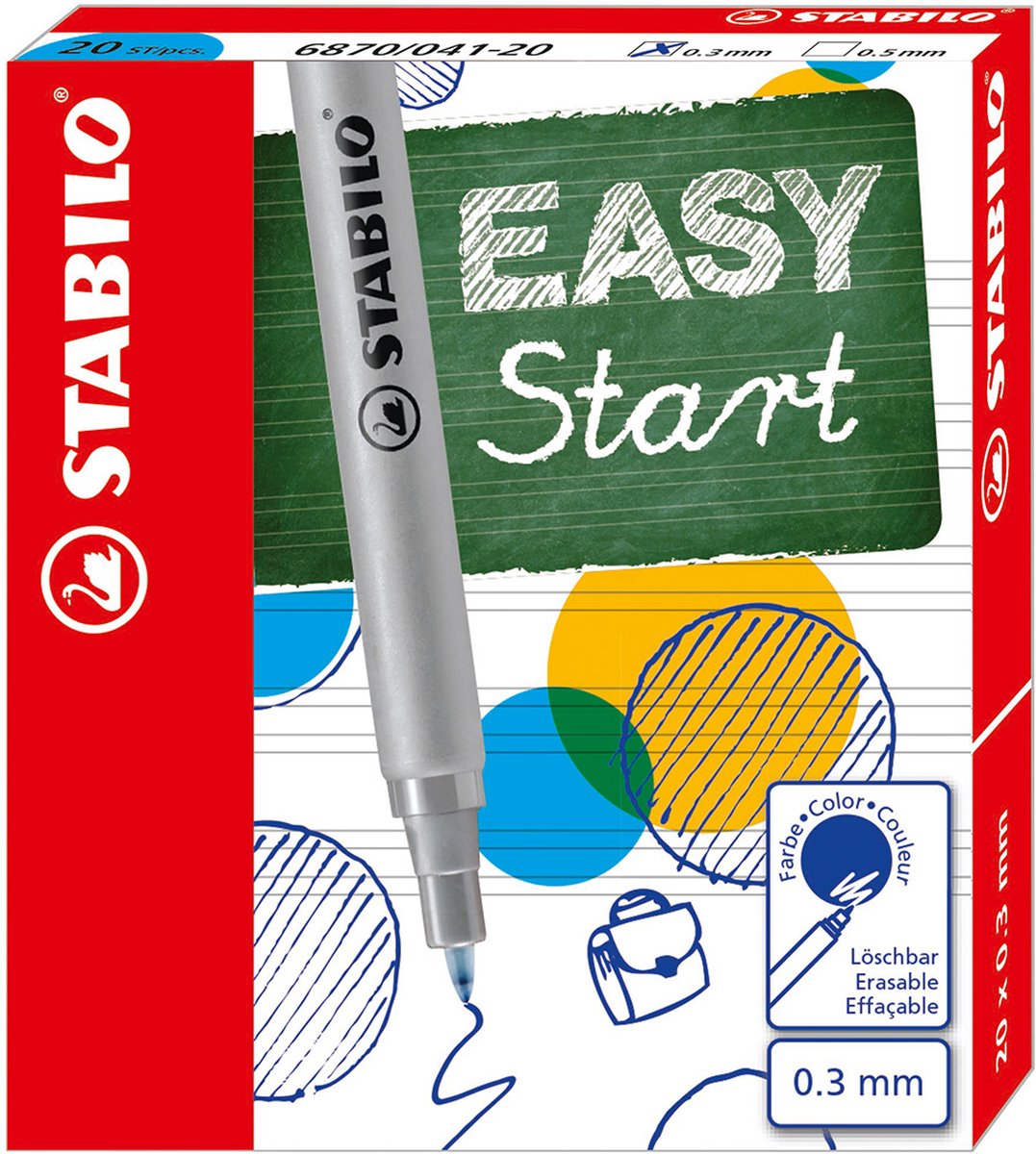 Stabilo easyoriginal - recharge fine - 20 pièces - bleu