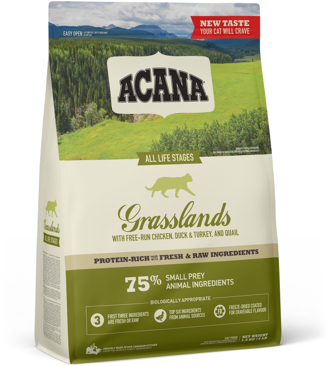 Acana chat prairies agneau canard corégone - nourriture pour chat - 1,8 kg