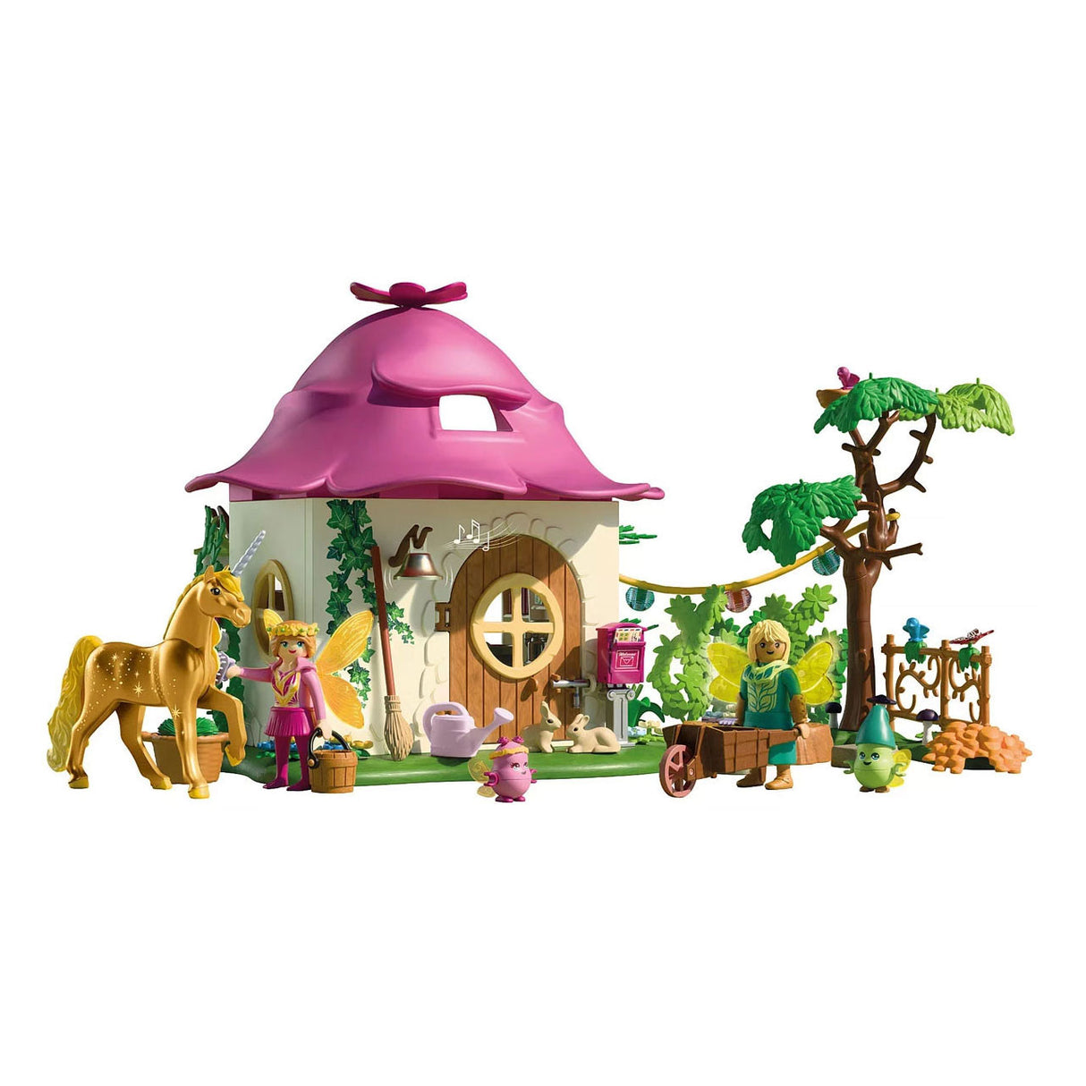 Playmobil licornes magiques - maison de fée avec licorne dorée et écurie - avec guirlande lumineuse pour des nuits magiques - 71838