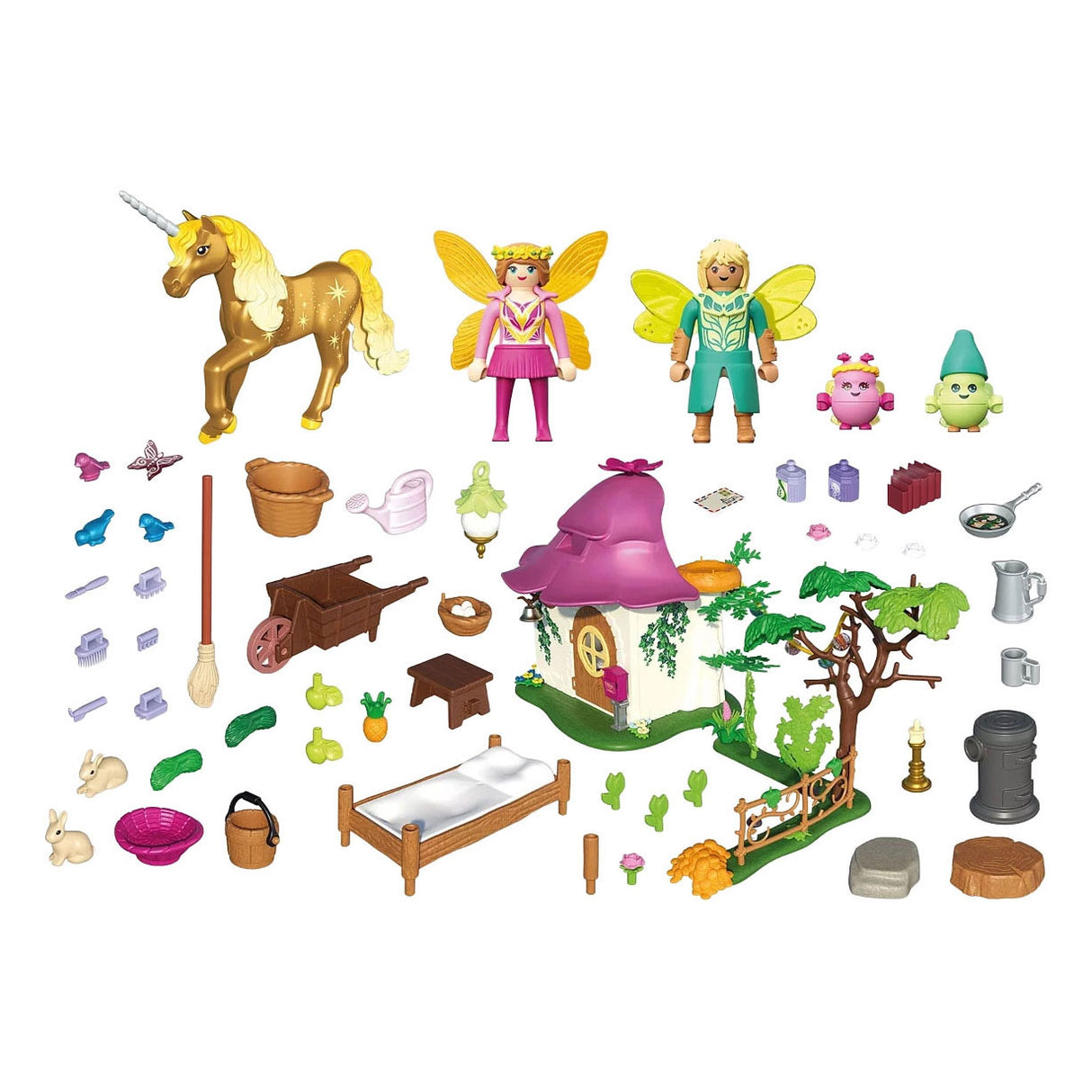 Playmobil licornes magiques - maison de fée avec licorne dorée et écurie - avec guirlande lumineuse pour des nuits magiques - 71838