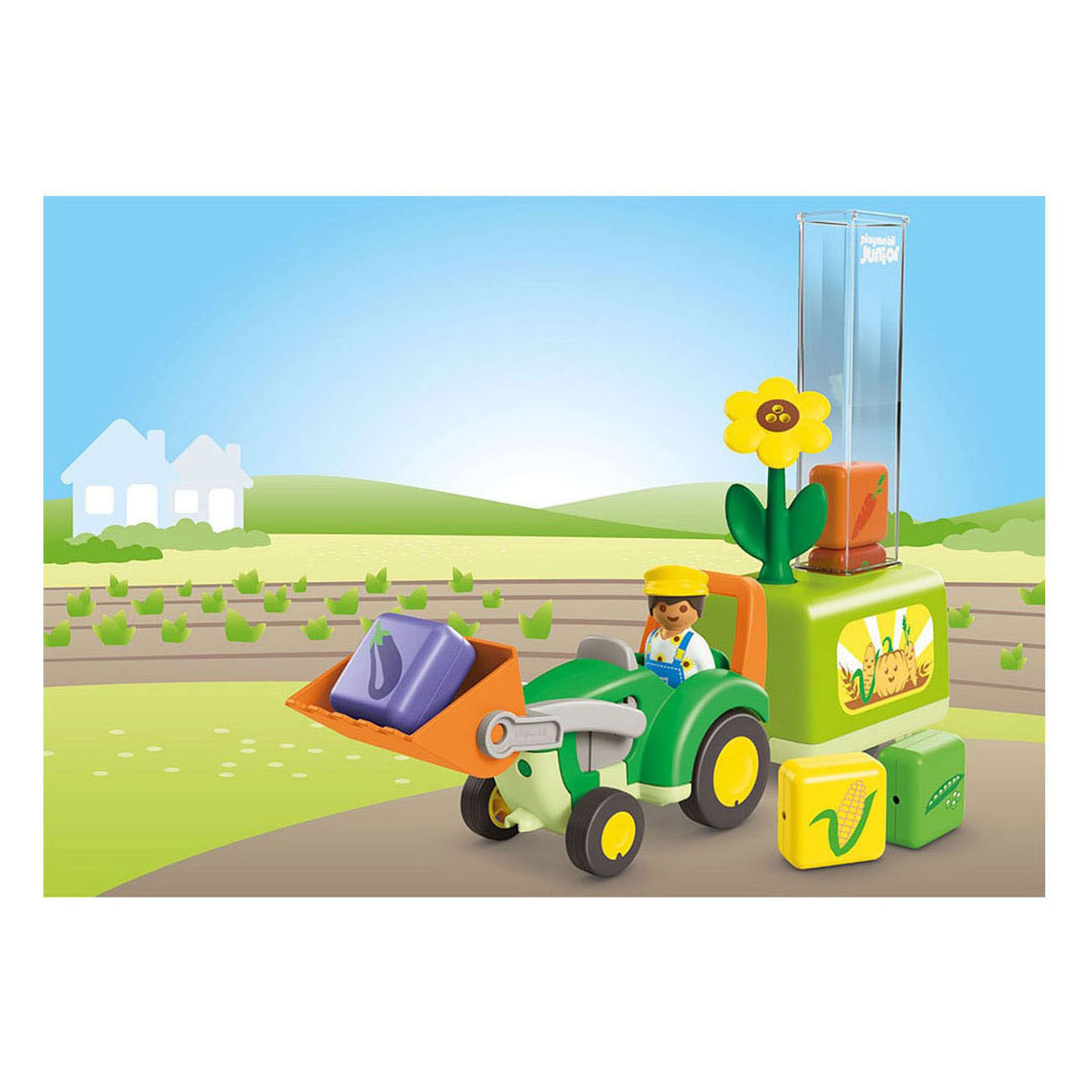 Playmobil junior : tracteur avec jolie jardinière - 71773