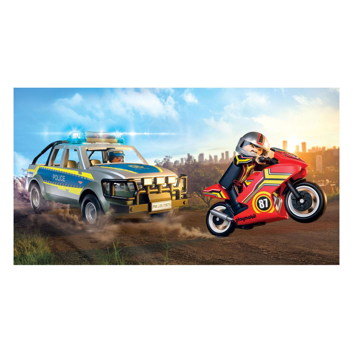 Héros d'action Playmobil - poursuite avec pick-up de police - police avec effets lumineux et sonores - 71875