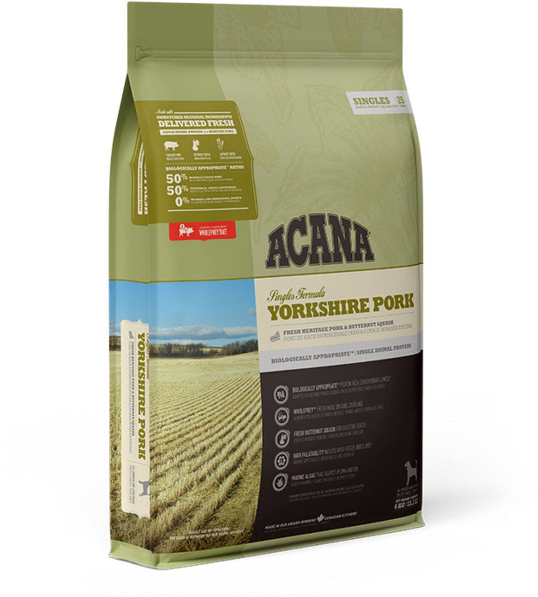 Acana singles yorkshire porc cochon citrouille - nourriture pour chien - 6 kg