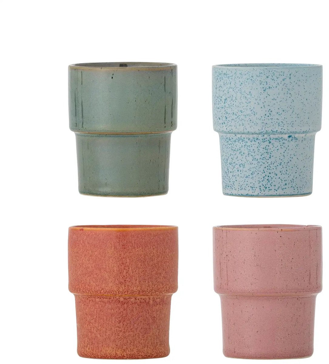 Bloomingville mug faïence rose ewan - lot de 4