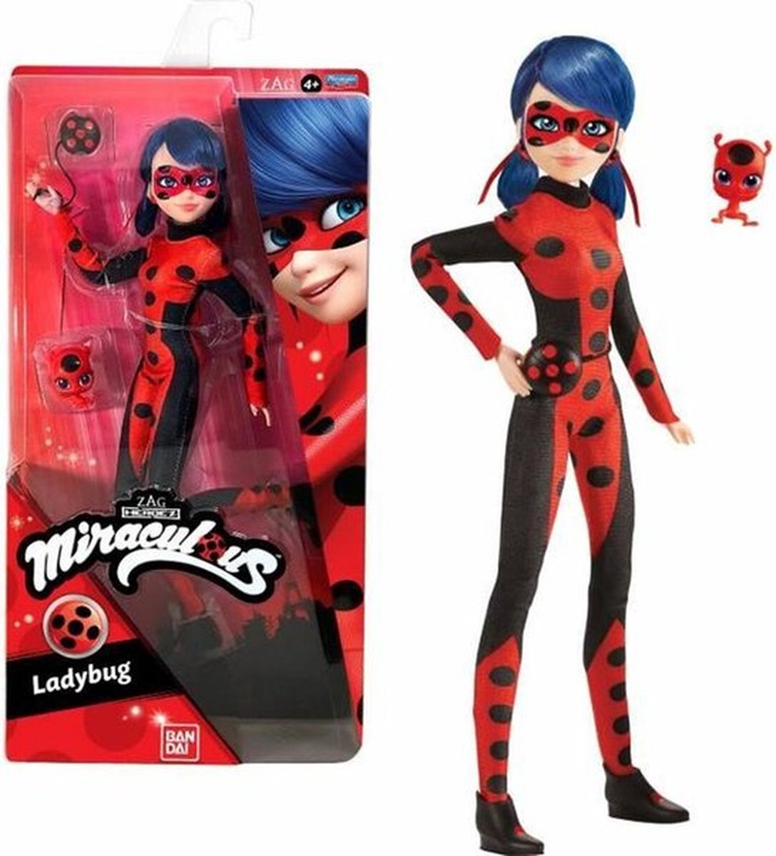 Bandai - miraculous - poupée - coccinelle il est temps de se débarrasser du mal - poupée mannequin articulée 26 cm - sous licence officielle miraculeuse - poupée coccinelle costume noir et rouge - p50006