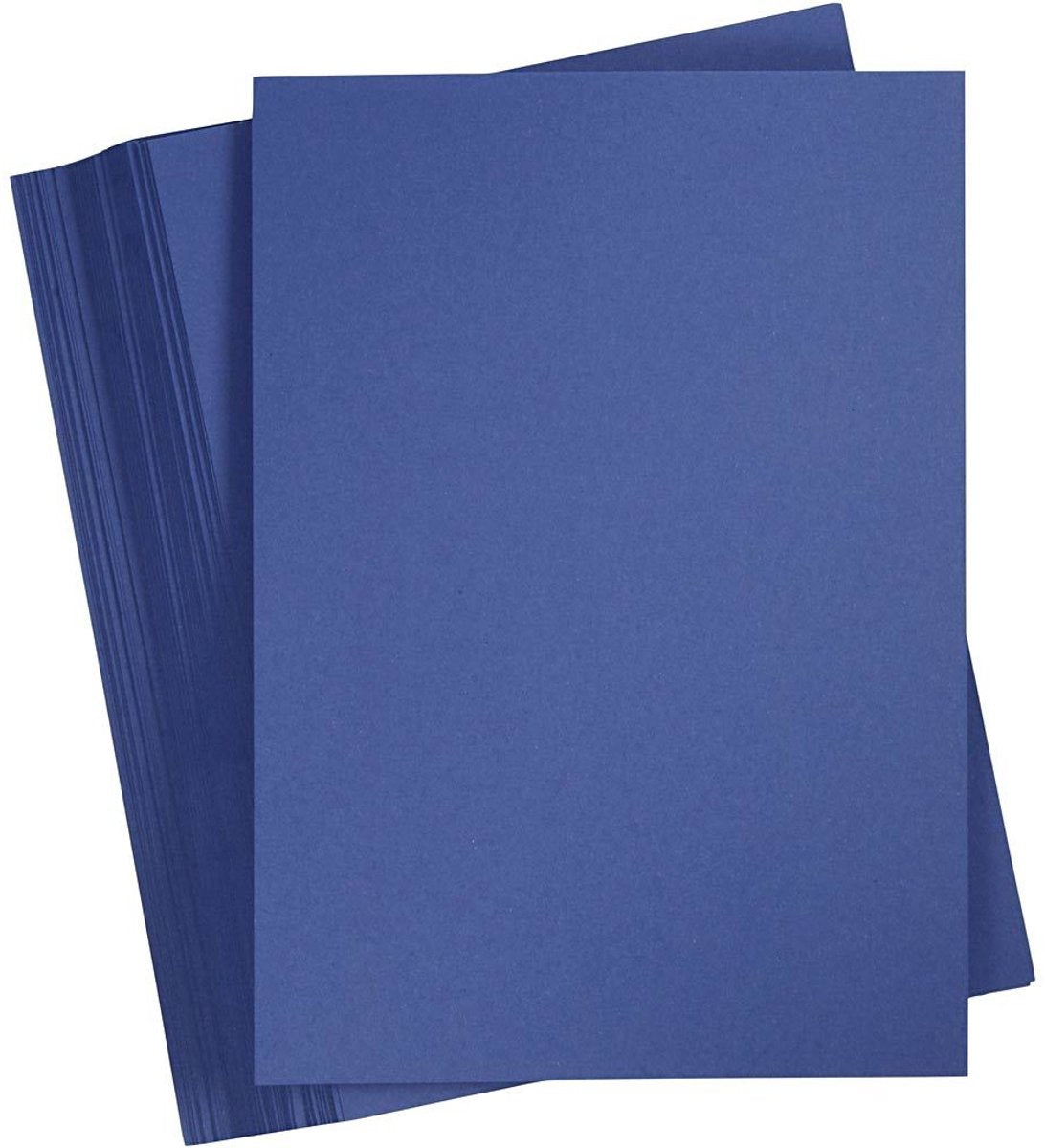 Creativ company carton bleu 180 grammes - carton a4 bleu nuit - carton hobby - papier solide - papier a4 180 grammes - papier kraft carton artisanal - 21x29,7 cm - 100 feuilles