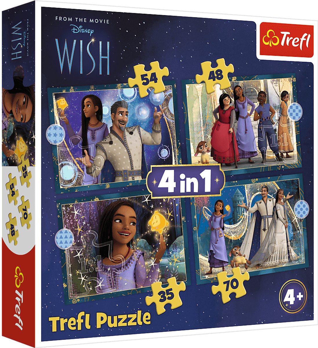 Trefl puzzle set 4in1 Disney wish - les rêves deviennent réalité en carton.
