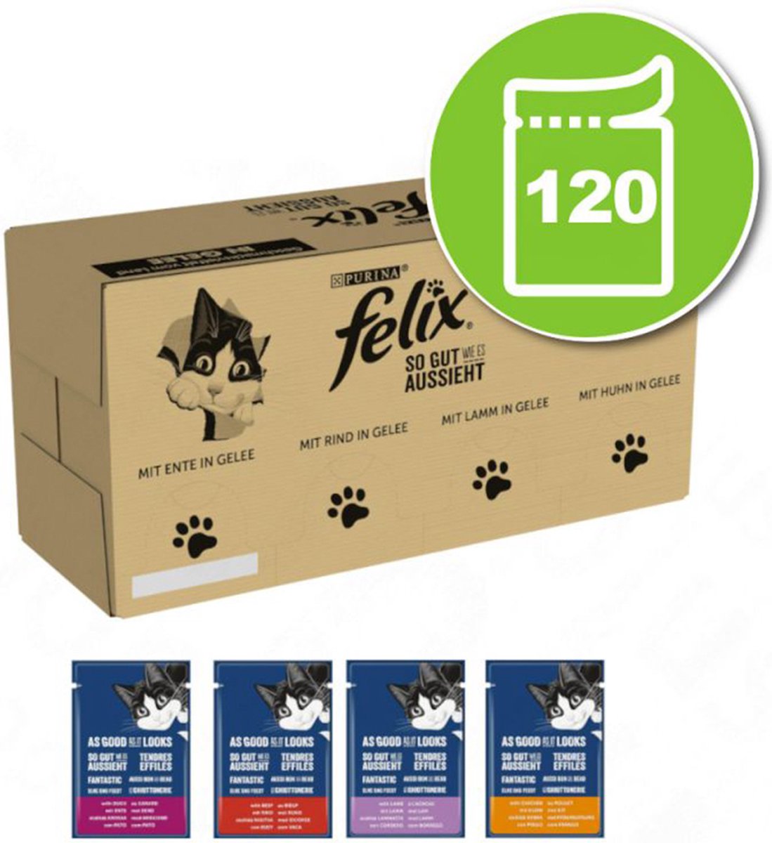Felix zo felix nourriture pour chat humide en gelée - mélange de variétés - paquet économique de 120 (120 x 85 g) marque - felix