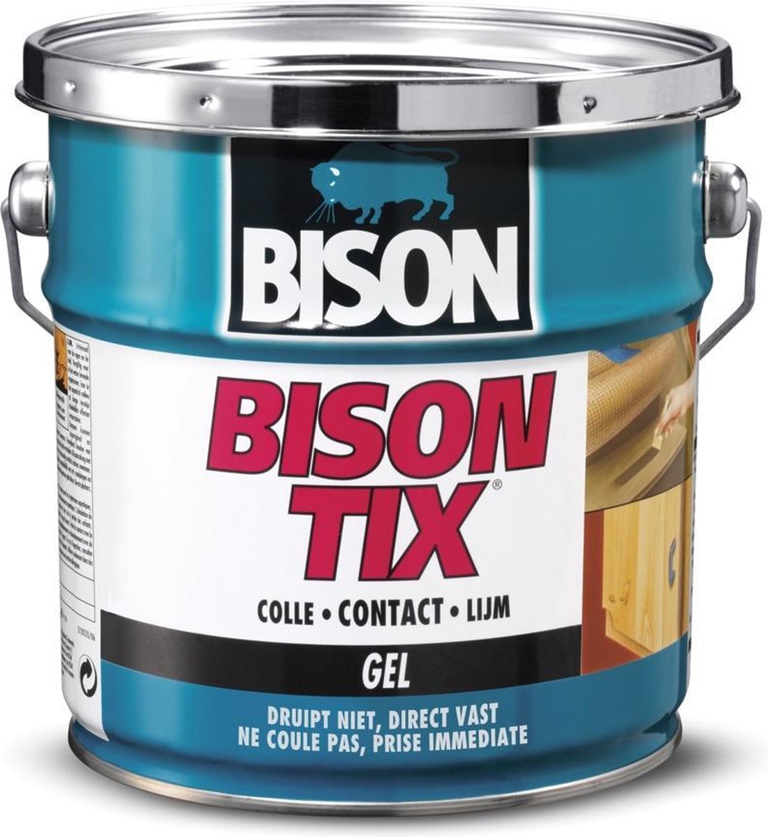 Bison tix® bidon 2,5 l. Colle de contact universelle, en forme de gel, super résistante, résistante à l'humidité, au gel, de -40°c à +70°c, facile à utiliser, pour d'innombrables réparations