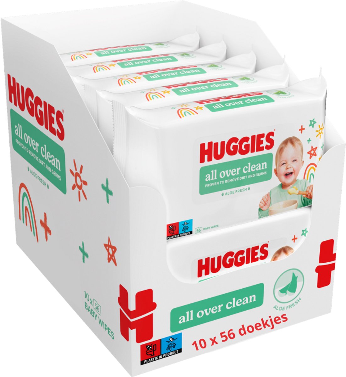 Lingettes pour bébé Huggies - partout propres - 10 x 56 - 560 lingettes pour bébé - pack économique