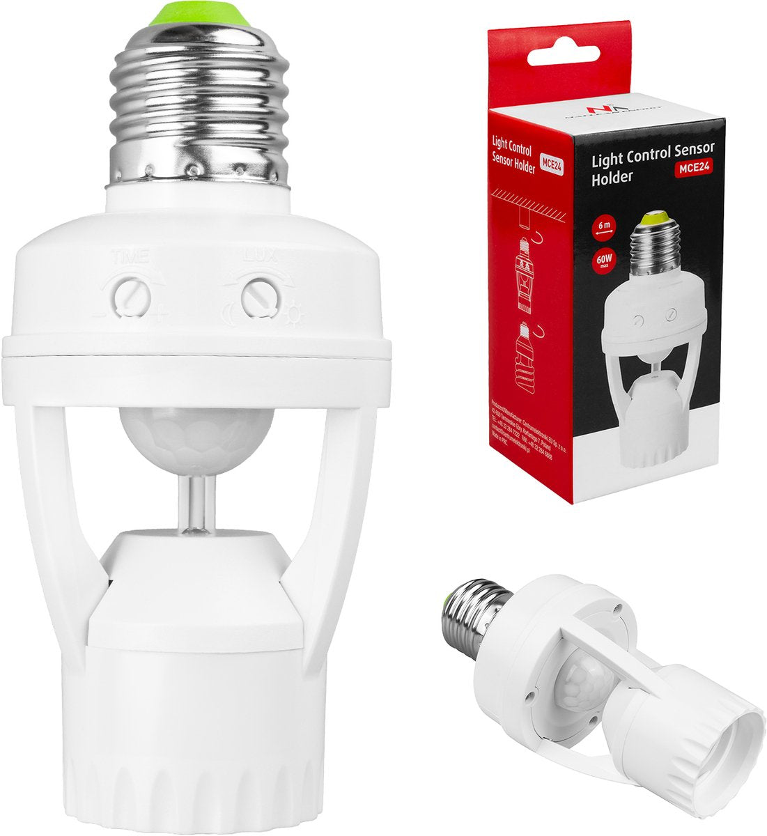 Maclean mce24 - douille de lampe avec détecteur de mouvement et crépusculaire - 360°