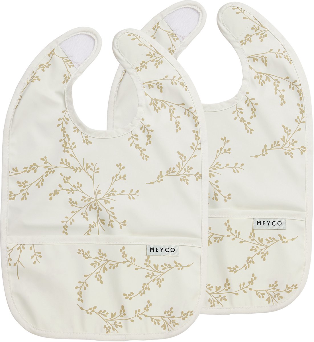 Bavoir Meyco baby branches avec bac de récupération - pack de 2 - sable