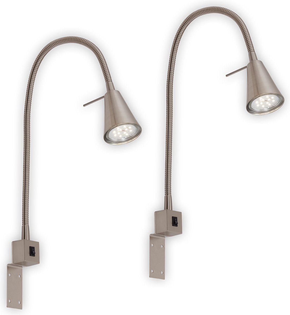 Briloner tuso - lot de 2 appliques - lampes de chevet - incl. lumière blanc chaud 3 000 k - gu10 - nickel mat - métal - 40,3 x 21,7 x 5,8 cm