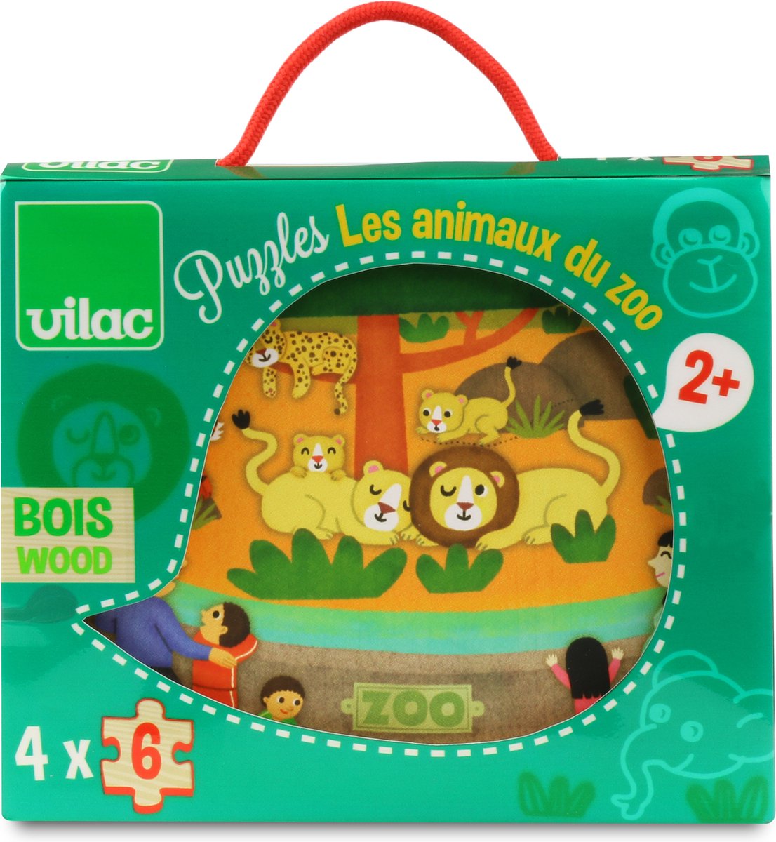 Vilac puzzle en bois zoo - jouet éducatif dans une boîte en bois.
