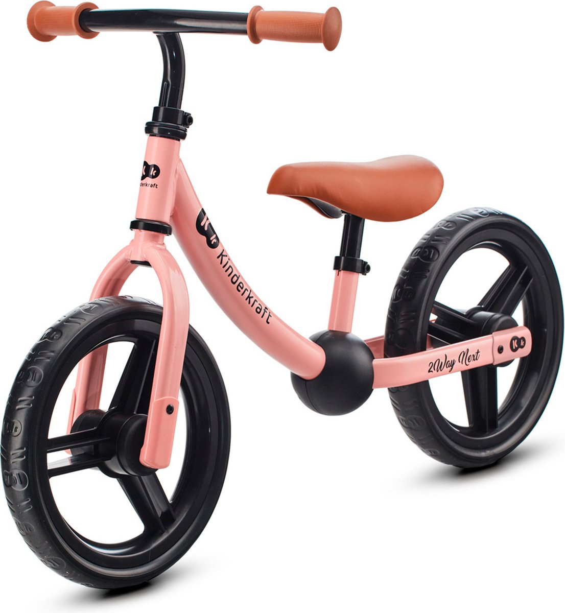 Draisienne Kinderkraft 2way next - pour enfants à partir de 2 ans - 12 roues, selle et guidon réglables, poignées en caoutchouc - rose