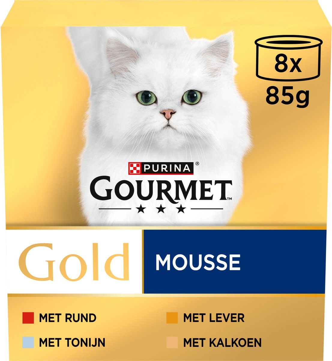 Mousse d'or gourmande - nourriture humide pour chat - foie de thon dinde boeuf - 48 x 85 g