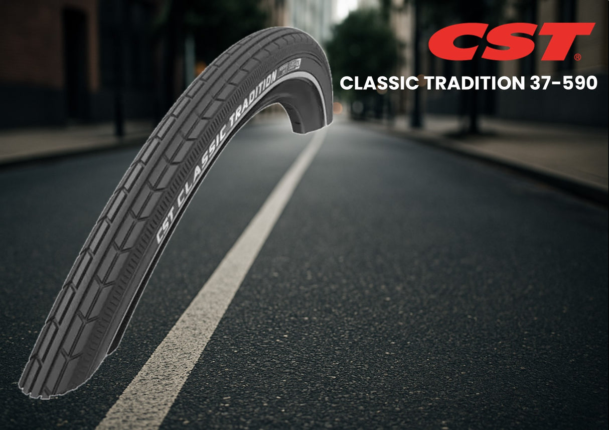 Pneu Cst classic tradition 26 x 1 3 8'' 37-590 - noir avec ligne blanche