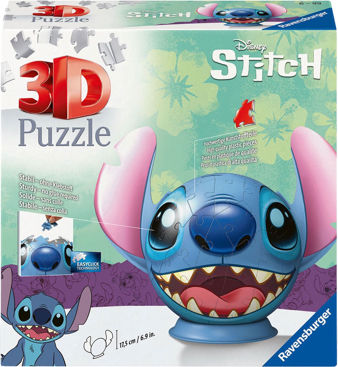 Disney 3D Puzzle Stitch avec oreilles, 72e.