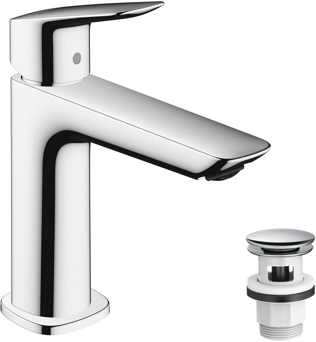 Hansgrohe logis fine - mitigeur de lavabo - commande à levier unique - avec bouchon de vidange - 100 mm - chrome