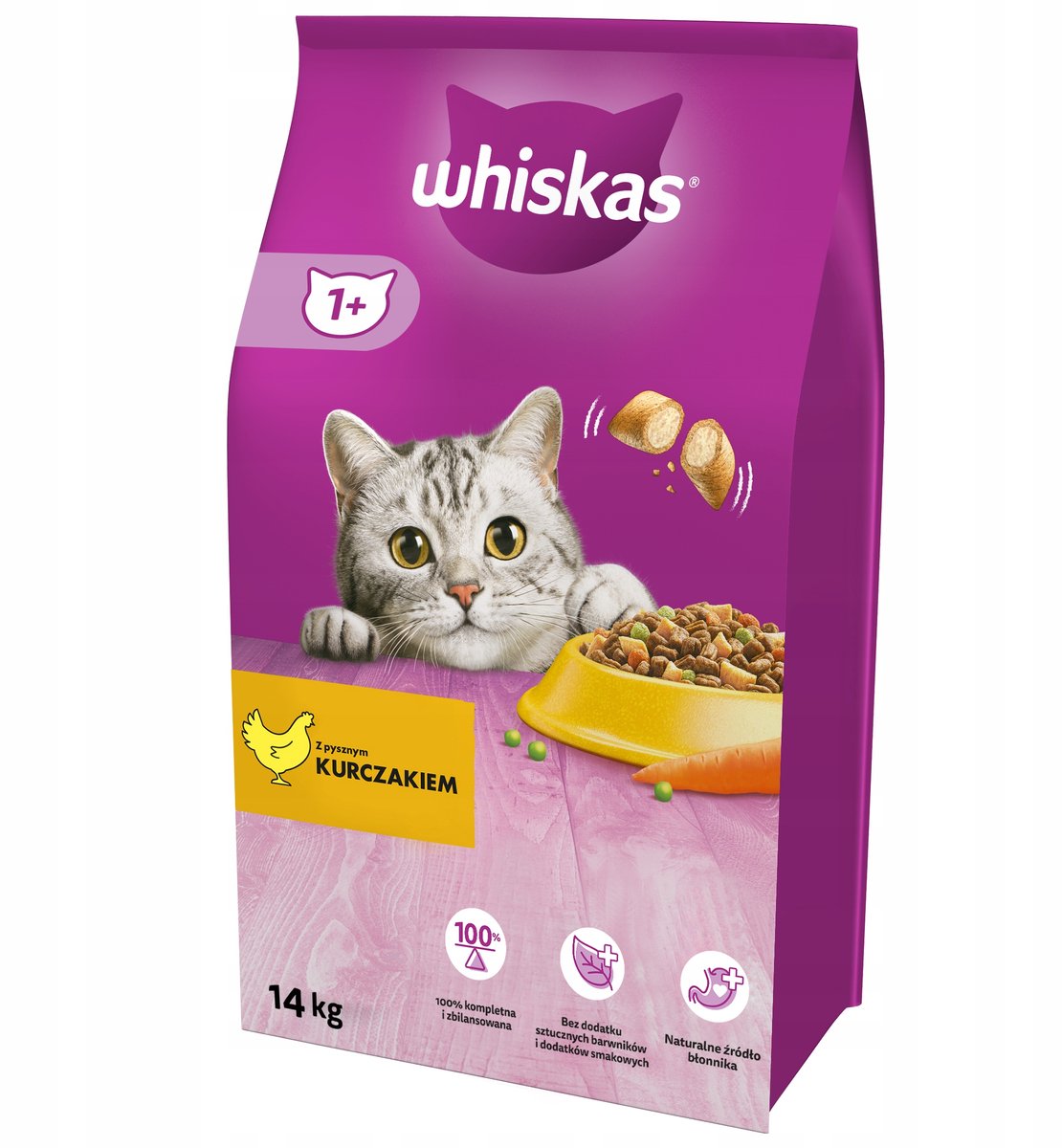 Whiskas - adulte - nourriture sèche au poulet et légumes - 14kg
