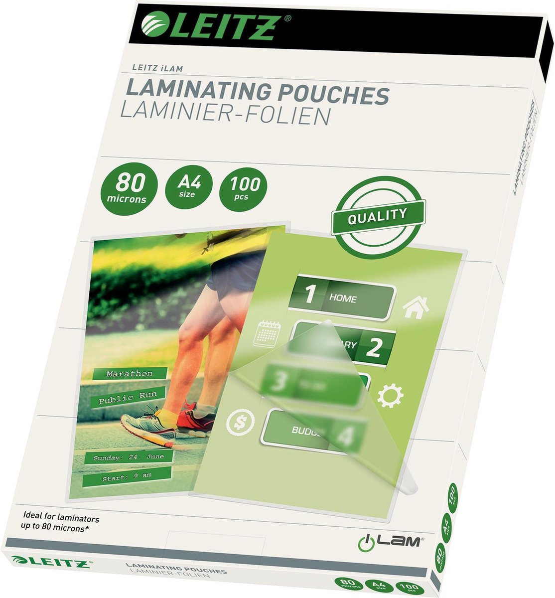 Leitz - pochettes de plastification - a4 - 80 microns - 100 pièces