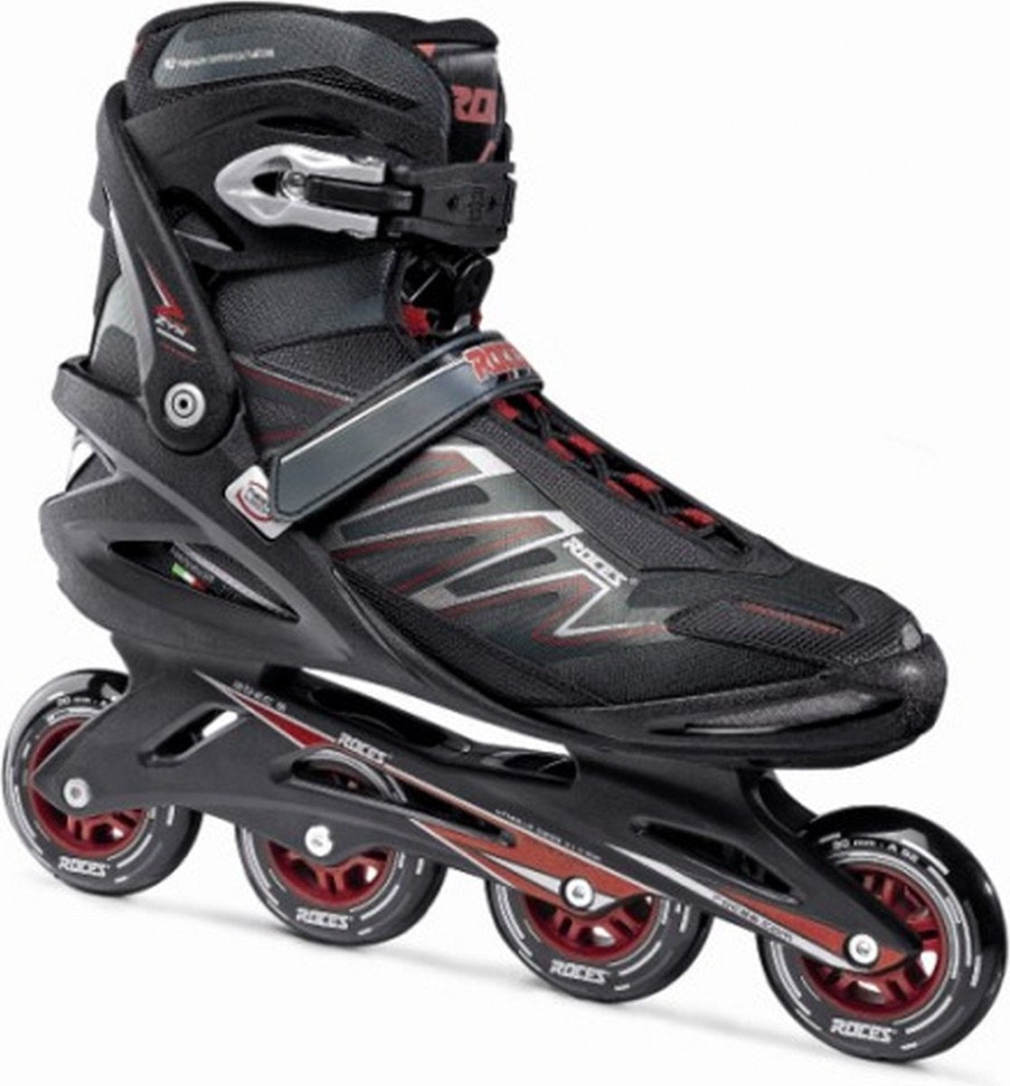 Roces big zyx 90 patins à roues alignées pour hommes - roues 4x90mm - patins à roues alignées fitness speed - noir rouge - taille 52