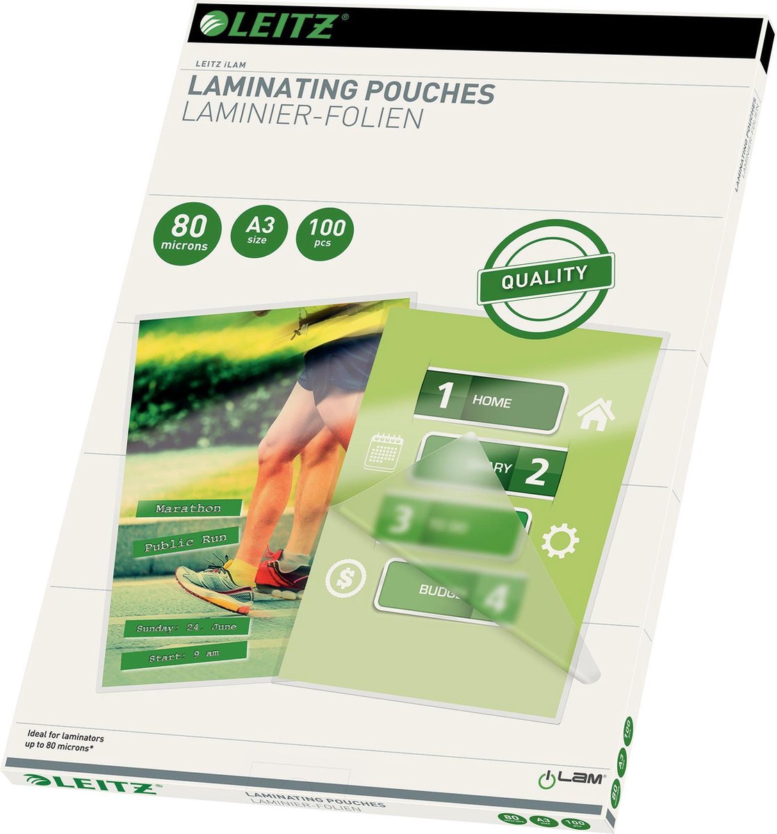 Leitz - pochettes de plastification - a3 - 80 microns - 100 pièces